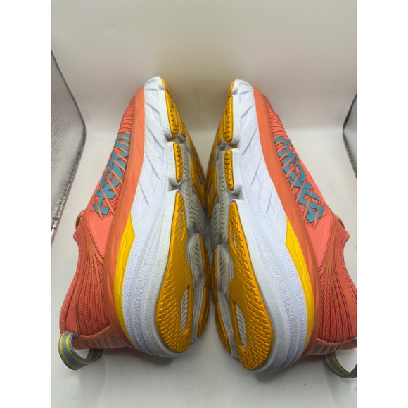Hoka Bondi 7 Women Coral‎ Yellow Running Shoes Sz 5.5 - Picture 4 of 8